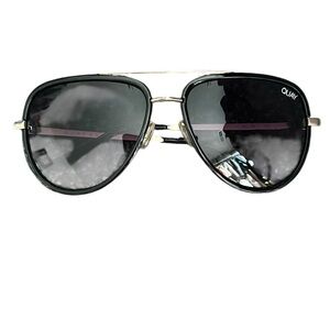 Quay Australia Black and Silver Aviator Sunglasses